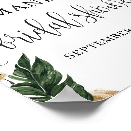 Poster Bienvenue à la réception de mariage thème feuilles (Coin)