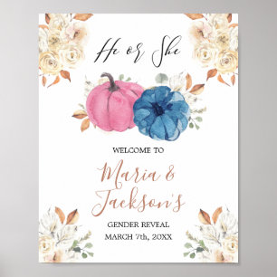 Poster Bienvenue à la révélation du sexe du bébé Citrouil