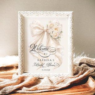 Poster Bienvenue à la soirée de baby shower avec un nœud