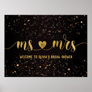 Poster Bienvenue à la soirée de mariage de Mlle à Mme ave