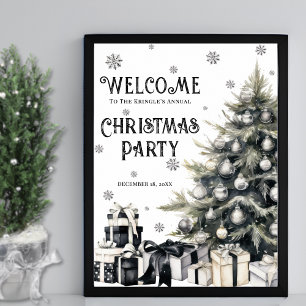 Poster Bienvenue à la soirée de Noël Noir Blanc