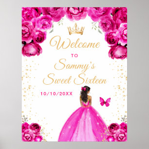 Poster Bienvenue à la Sweet Sixteen de la princesse à la