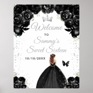 Poster Bienvenue à la Sweet Sixteen Princesse aux Cheveux