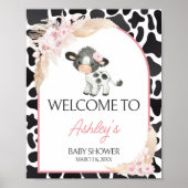 Poster Bienvenue à la vache rose Boho Highland (Devant)