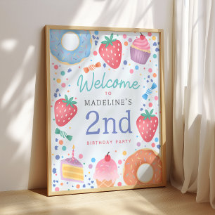 Poster Bienvenue à l'anniversaire de deux jolies filles r