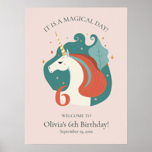 Poster Bienvenue à l'anniversaire de la licorne magique