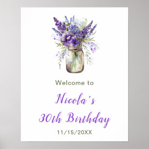 Poster Bienvenue à Lavender Mason Jar