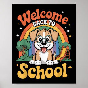 Poster Bienvenue à l'école Chien mignon Enfants Premier j