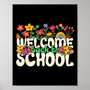 Poster Bienvenue à l'école Fleurs colorées Enseignants S