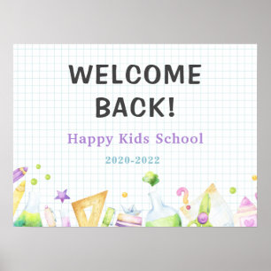 Poster bienvenue à l'école maternelle enfants mignonne