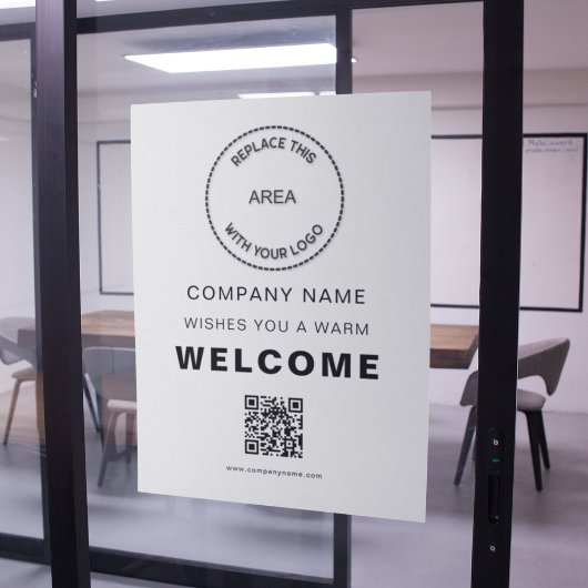 Poster Bienvenue à l'entreprise Votre logo QR Code Blanc