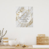 Poster Bienvenue À Mariage Fiançailles Golden Frame (Cuisine)