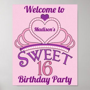 Poster Bienvenue à My 16th Birthday Party Cute Custom