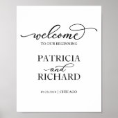 Poster Bienvenue à Notre Début | Panneau Chic Script (Devant)