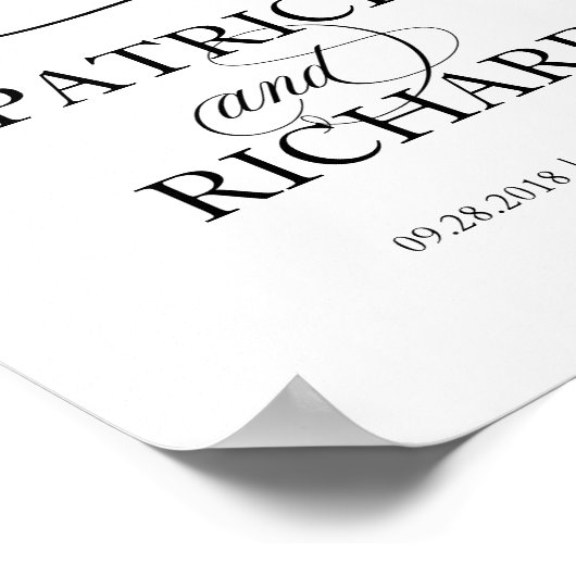 Poster Bienvenue À Notre Début | Panneau de script noir (Coin)