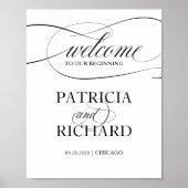 Poster Bienvenue À Notre Début | Panneau de script noir (Devant)