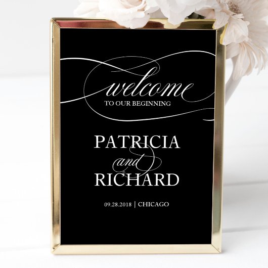 Poster Bienvenue À Notre Début | Panneau noir