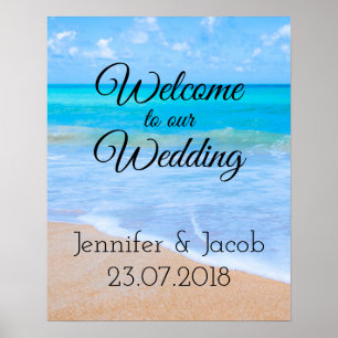 Poster Bienvenue à notre destination de mariage tropical