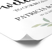 Poster Bienvenue À Notre Élégant Mariage De Verdure (Coin)