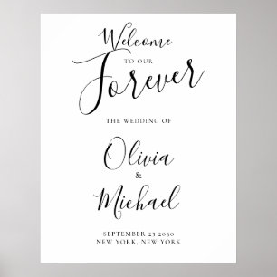 Poster Bienvenue À Notre Élégant Symbole De Mariage