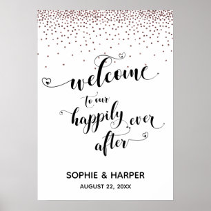 Poster Bienvenue à notre heureux Signe d'or Rose