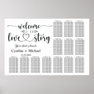 Poster Bienvenue à notre Love Story 13 Table Mariage assi