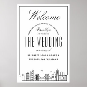Poster Bienvenue à notre mariage à Brooklyn !