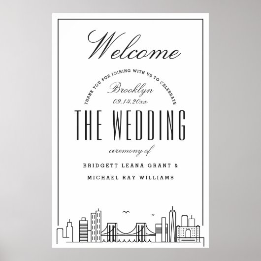 Poster Bienvenue à notre mariage à Brooklyn ! (Devant)