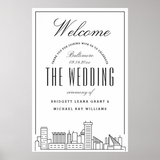 Poster Bienvenue à notre Mariage Baltimore ! (Devant)