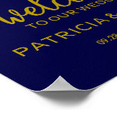 Poster Bienvenue à notre Mariage Chic Gold Navy (Coin)
