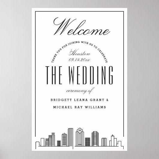 Poster Bienvenue à notre Mariage de Houston ! (Devant)