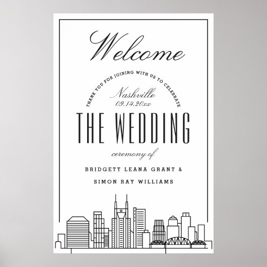 Poster Bienvenue à Notre Mariage de Nashville! (Devant)