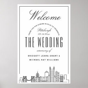 Poster Bienvenue à notre Mariage de Pittsburgh !