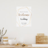 Poster Bienvenue à notre Mariage Gold Geometry (Cuisine)