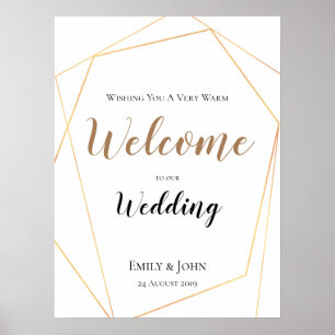 Poster Bienvenue à notre Mariage Gold Geometry