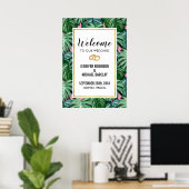Poster Bienvenue à notre Mariage Green Tropical Feuilles (Bureau à domicile)