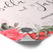 Poster Bienvenue À Notre Mariage Peach Orange Floral Mari (Coin)