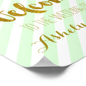 Poster Bienvenue à notre Mariage Sign Mint Gold Stripes (Coin)