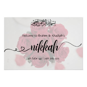 Poster Bienvenue à Notre Nikkah - Panneau Mariage islamiq