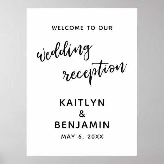 Poster Bienvenue à notre panneau de réception de mariage (Devant)