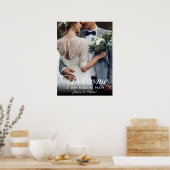 Poster Bienvenue À Notre Réception Mariage Noir Blanc Chi (Cuisine)