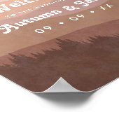 Poster Bienvenue à Retro Mountain et Forest Pink Mariage (Coin)