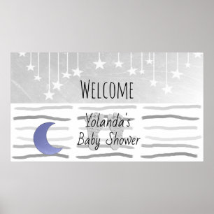 Poster Bienvenue à Stars and Moon Baby shower Personnalis