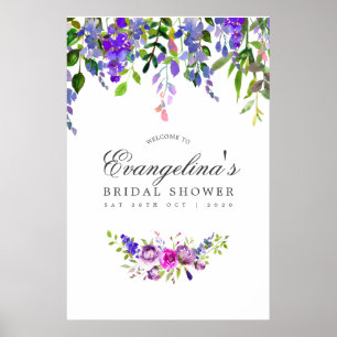 Poster Bienvenue à une Baby Shower de mariage aux aquarel