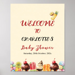 Poster Bienvenue à une Baby Shower douce et colorée