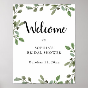 Poster Bienvenue à une Baby Shower Florale Aquarelle Si
