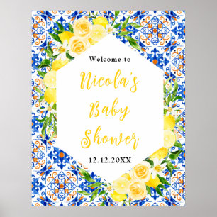 Poster Bienvenue à une Baby Shower Méditerranéenne sur le