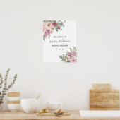 Poster Bienvenue à une Baby Shower Rose Poussiéreuse (Cuisine)