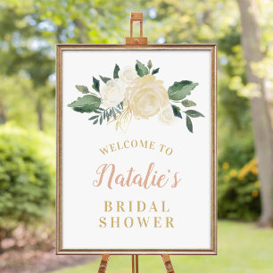 Poster Bienvenue à une douche de mariage dans les tons ro