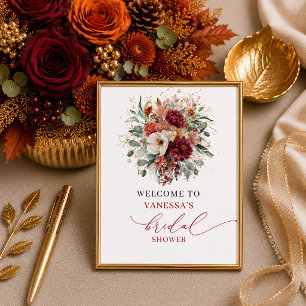 Poster Bienvenue à une douche de mariage romantique autom